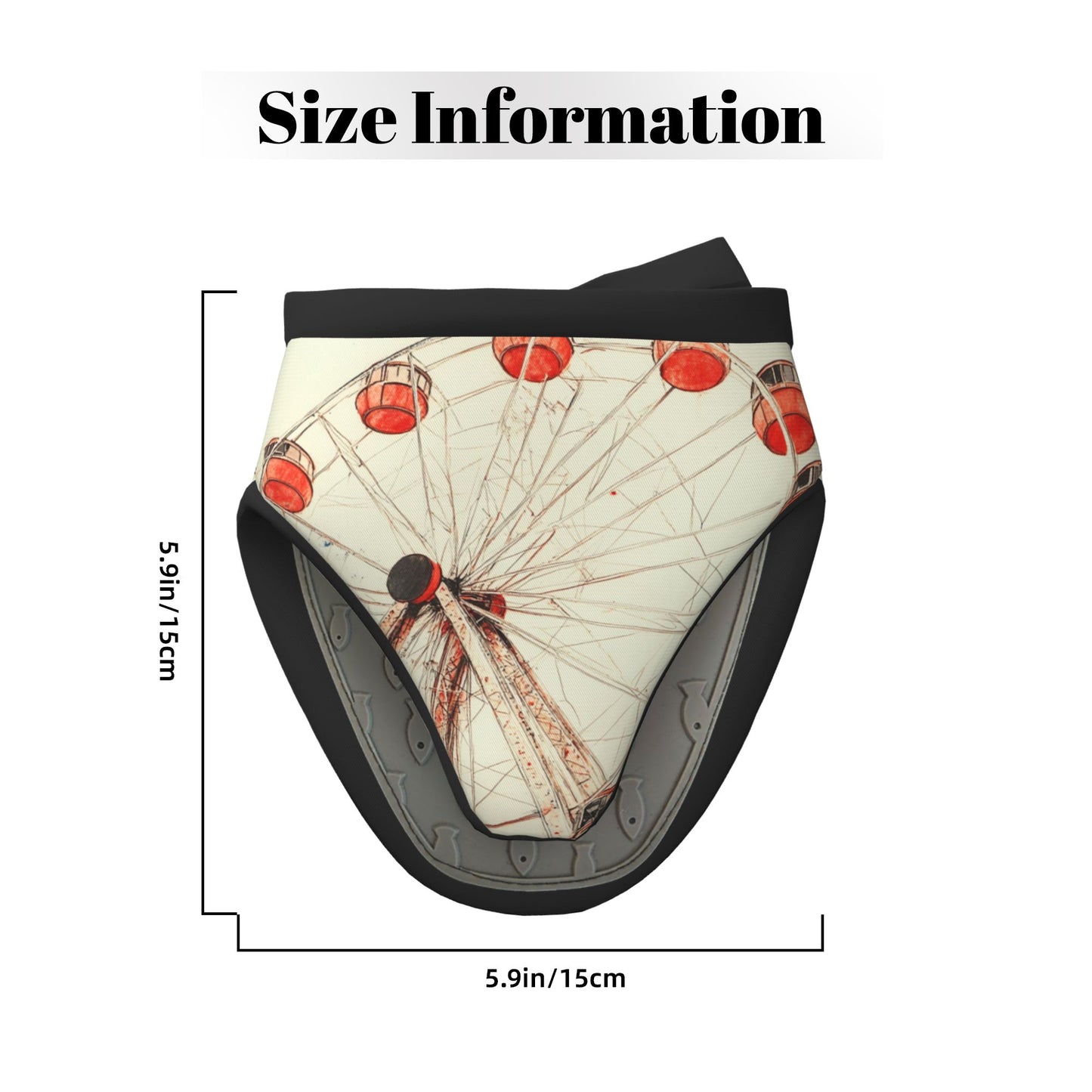 Ferris Wheel Print Oven Mitt | 15×15cm Heat-Resistant Non-Slip Silicone Kitchen Glove