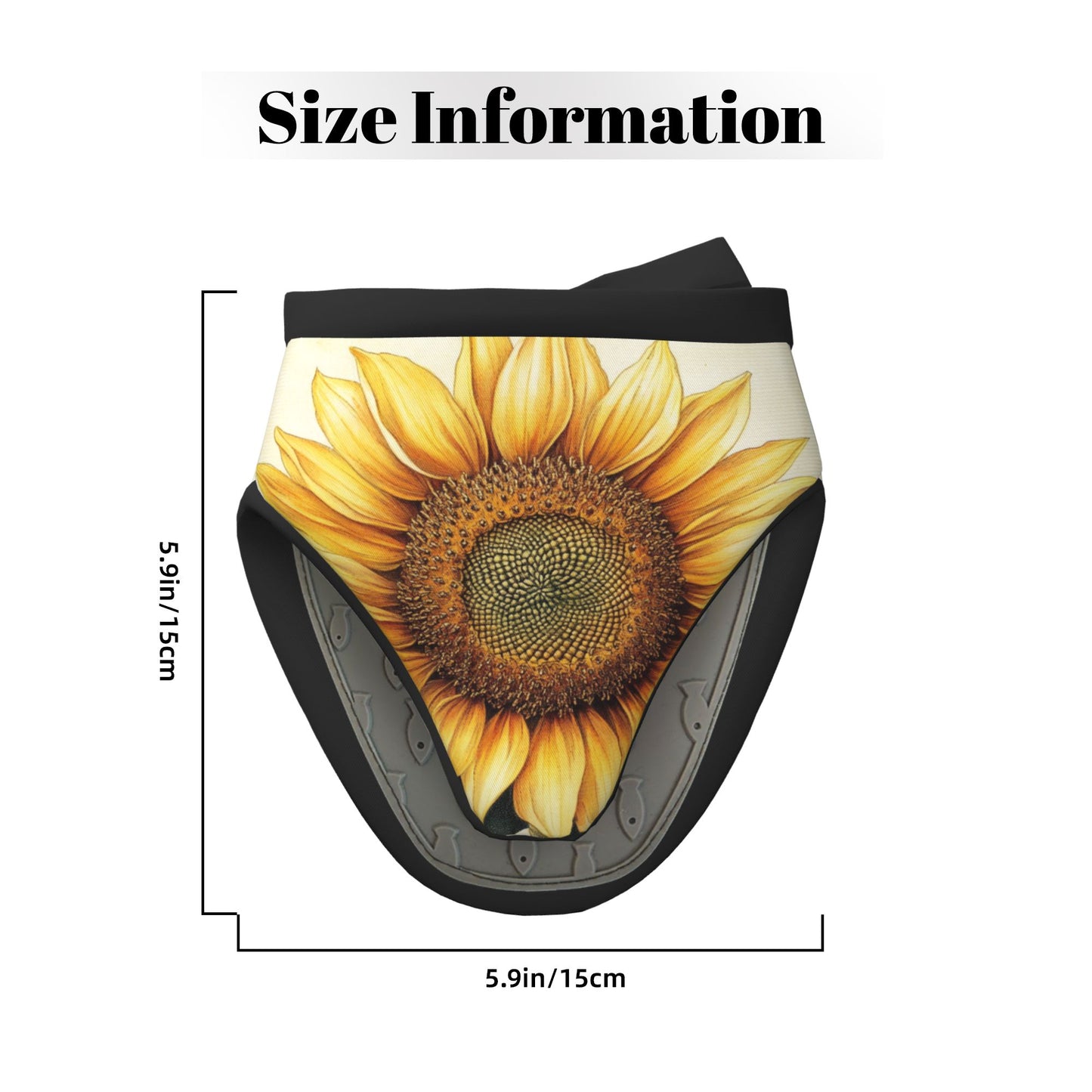 Sunflower Print Oven Mitt | 15×15cm Heat-Resistant Non-Slip Kitchen Glove with Hanging Loop