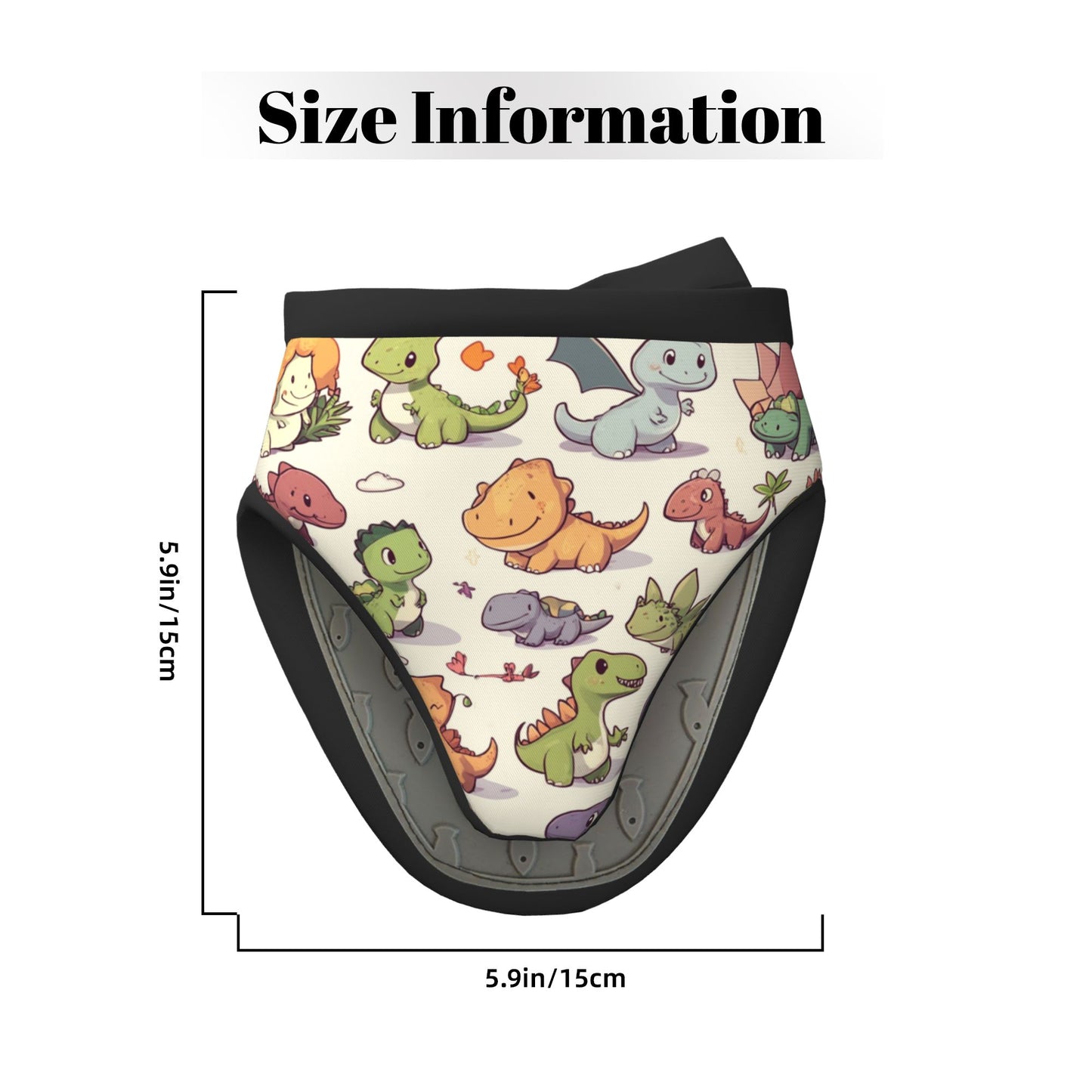 Cute Cartoon Dinosaur - Printed Oven Mitt, 5.9 Inches (15cm), Heat - Resistant & Insulated Kitchen Baking Protection Glove