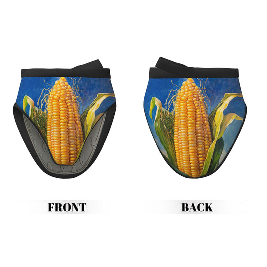 Creative Corn Printed Heat-Resistant Oven Mitt | 15×15cm Non-Slip Silicone Kitchen Glove
