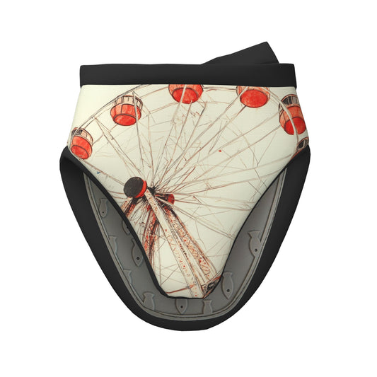 Ferris Wheel Print Oven Mitt | 15×15cm Heat-Resistant Non-Slip Silicone Kitchen Glove