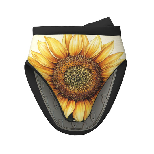 Sunflower Print Oven Mitt | 15×15cm Heat-Resistant Non-Slip Kitchen Glove with Hanging Loop