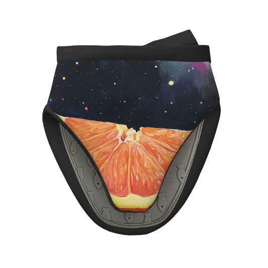Space Orange Print Oven Mitt | 15×15cm Heat-Resistant Glove with Non-Slip Silicone & Hanging Loop