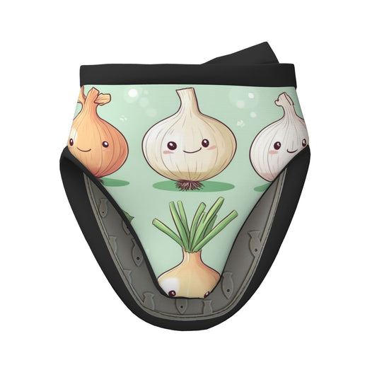 Cute Onion Character Oven Mitt | Heat-Resistant Glove with Anti-Slip Silicone Palm | 15×15cm