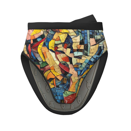 Abstract Mosaic Art Oven Mitt | Colorful Collage Design | 15×15cm Heat-Resistant Glove with Silicone Grip
