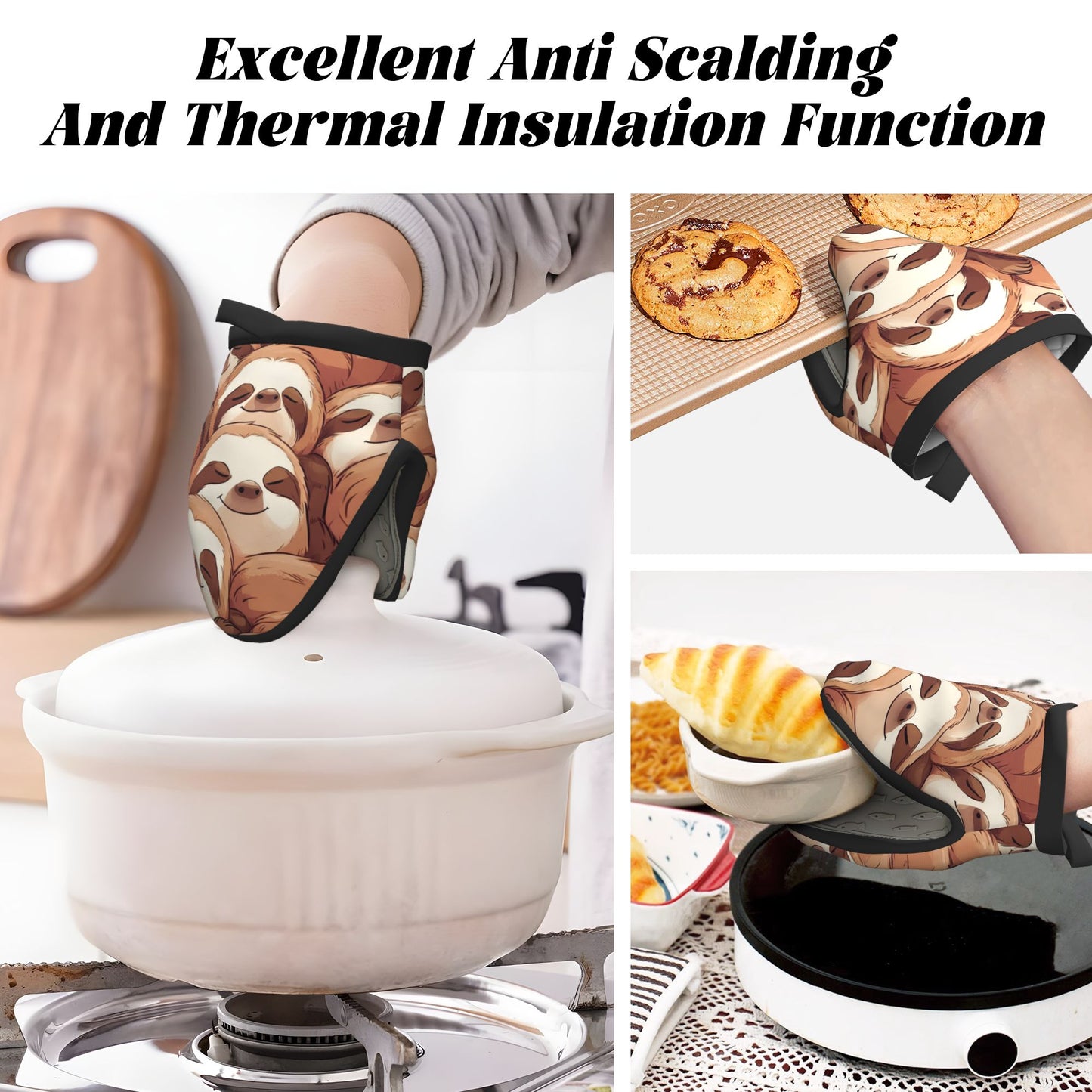 Cute Sloth - Printed Oven Mitt, 5.9 Inches (15cm), Heat - Resistant & Insulated, Kitchen Baking Protection Glove